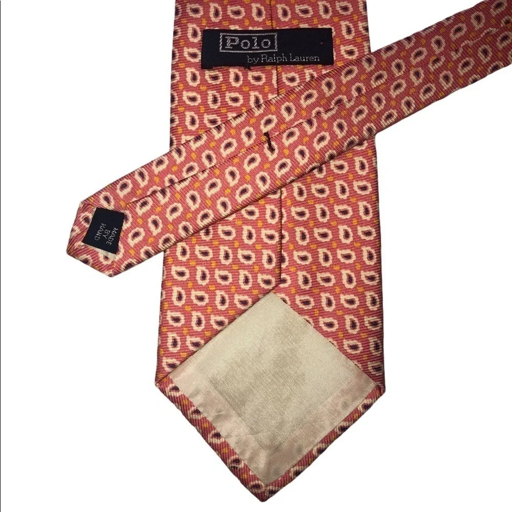Polo Ralph Lauren peach & blue tiny paisley print tie SPRING